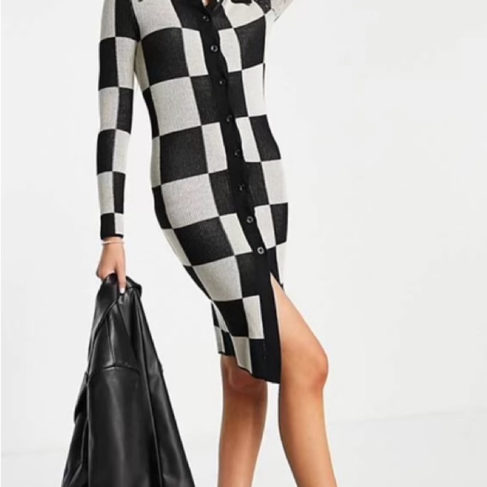 checkered sweater dress